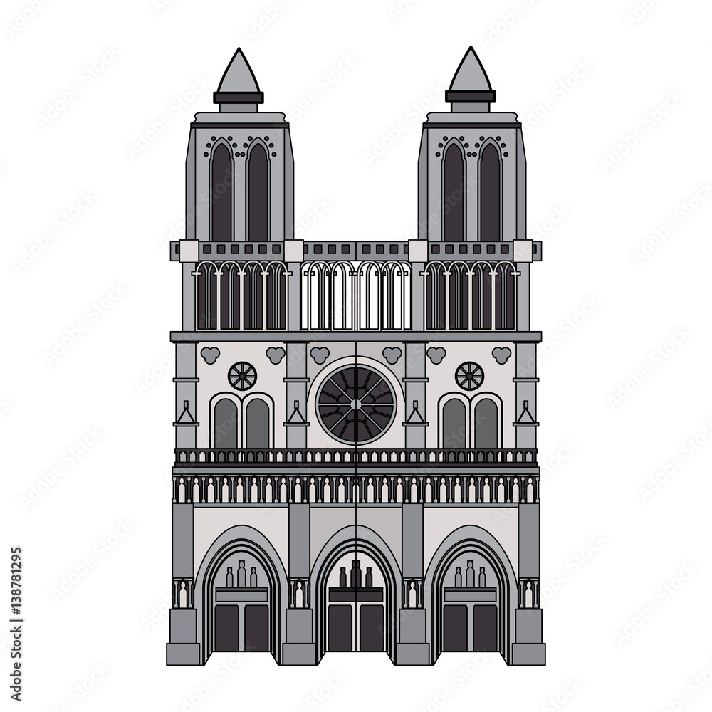 notre dame cathedral paris icon image vector illustration design 
