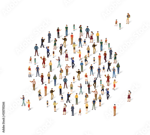 Group of people in the shape of a circle.