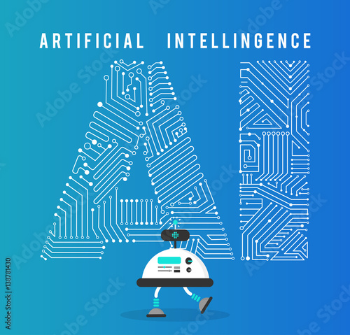Robot with intelligence artificia concept.