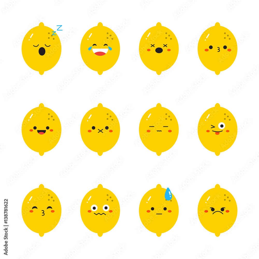 Lemon modern flat emoticon set