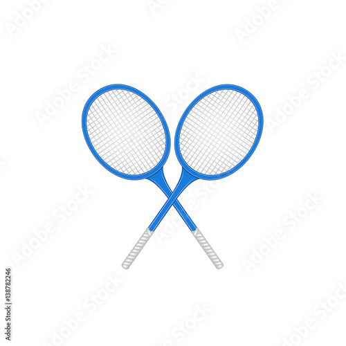 Crossed tennis rackets in retro design 