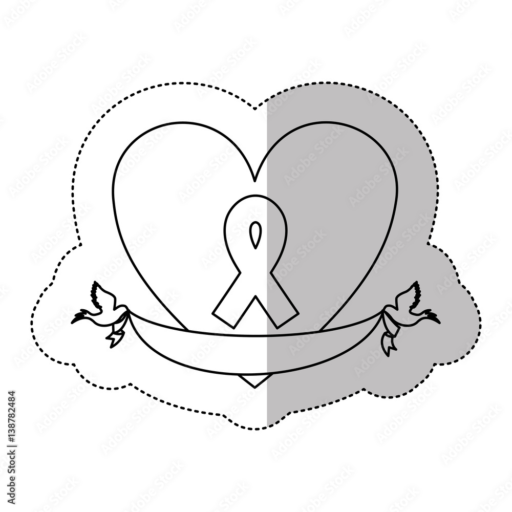 figure heart with breast cancer ribbon and doves, vector illustration design figure heart with breast cancer ribbon and doves, vector illustration design