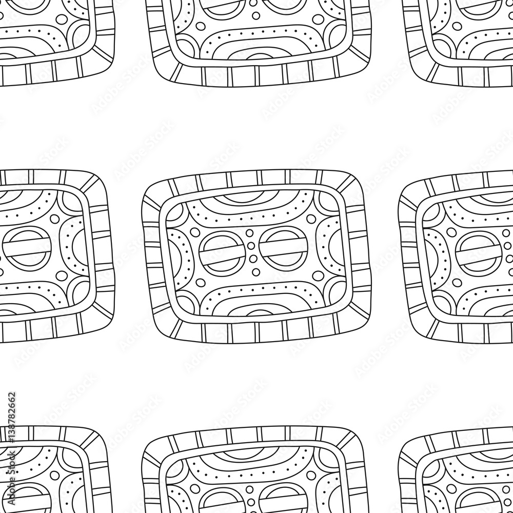 Black and white decorative seamless pattern for coloring book. Stock ...