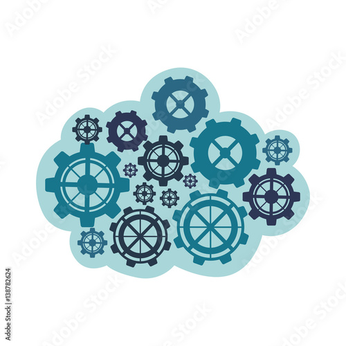 Blue gears icon image, vector illustration design stock