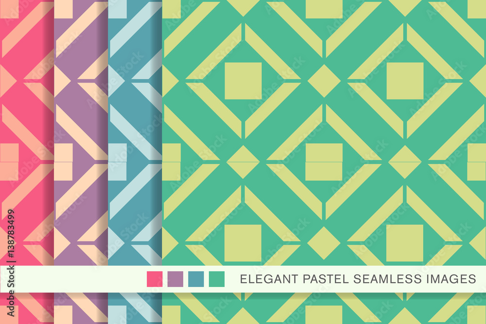 Seamless pastel background set square check cross geometry Seamless pastel background set square check cross geometry