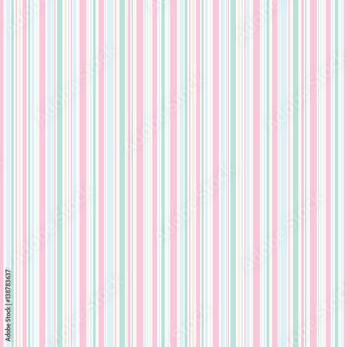 Seamless spring stripes pattern. Pink blue beige and white lines background. Abstract vector illustration
