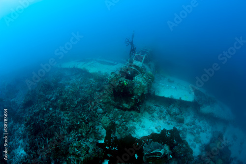 Fototapeta Naklejka Na Ścianę i Meble -  Japanese airplane bomber in the deep of Pacific ocean