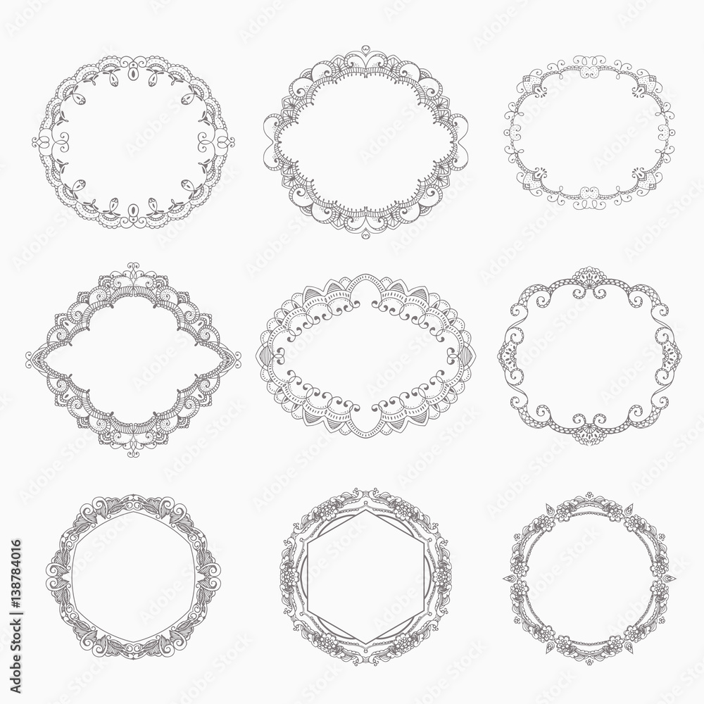 Collection of hand drawn wreaths. Cute template design elements. Vector illustration. Collection of hand drawn wreaths. Cute template design elements. Vector illustration.