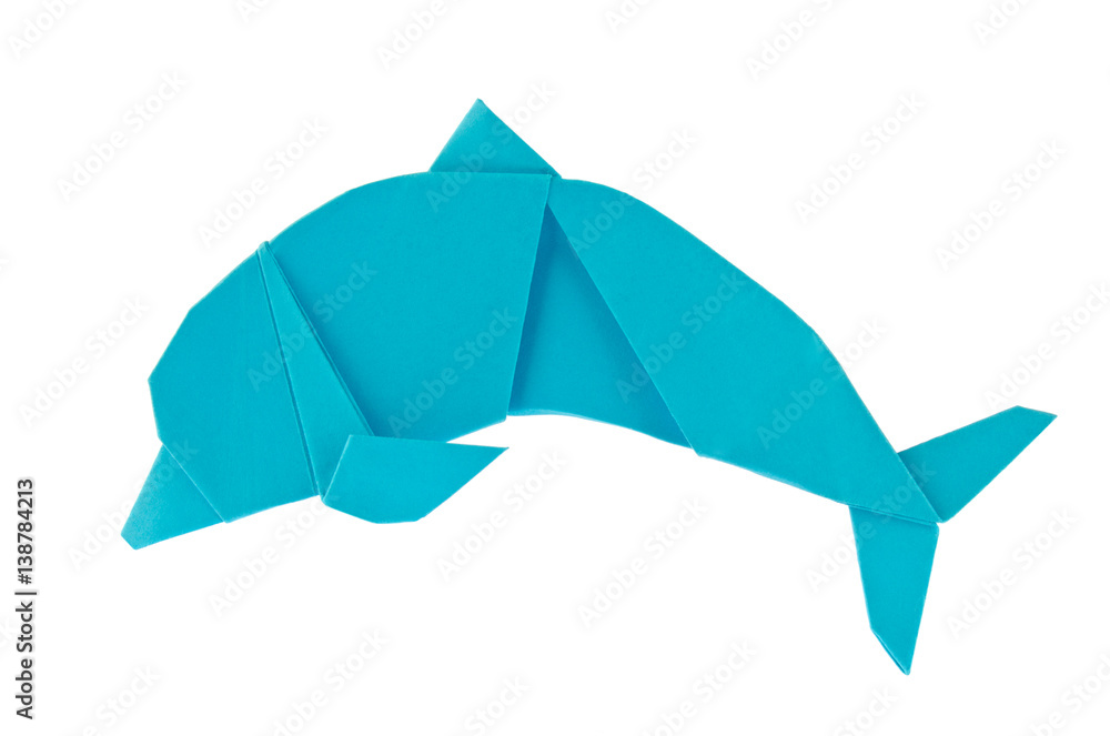 Naklejka premium Błękitny delfin morski origami