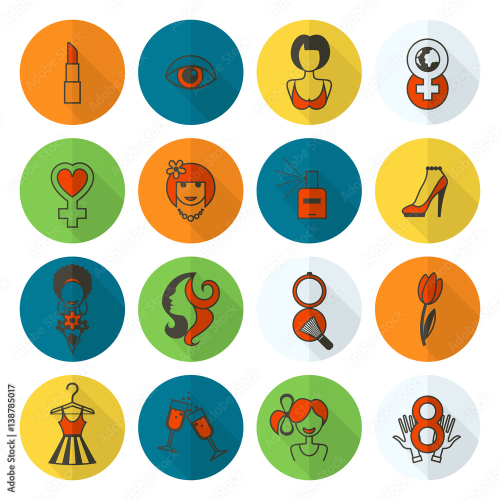 Womans Day Icon Set Womans Day Icon Set
