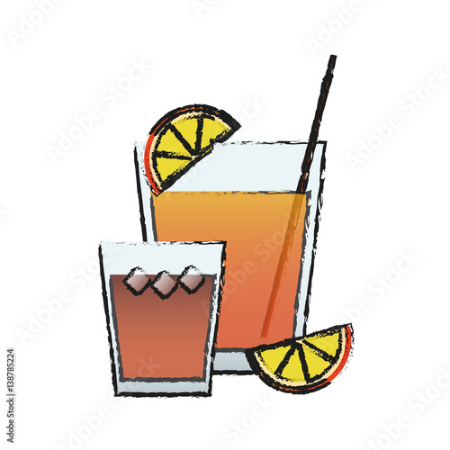 cocktail drinks icon over white background. colorful design. vector illustration