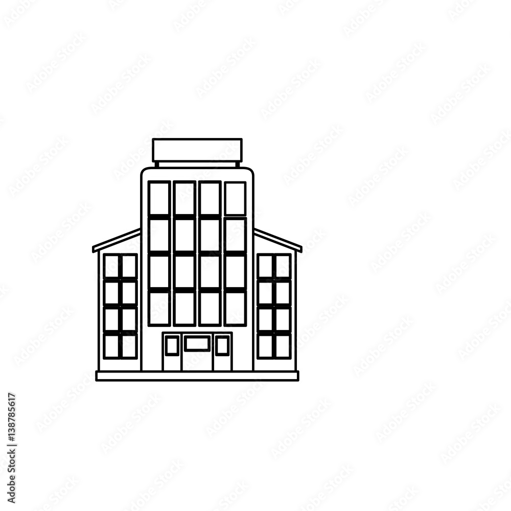hotel building icon over white background. vector illustration