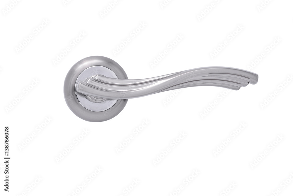 Naklejka premium Metal door handle isolated on white background side view