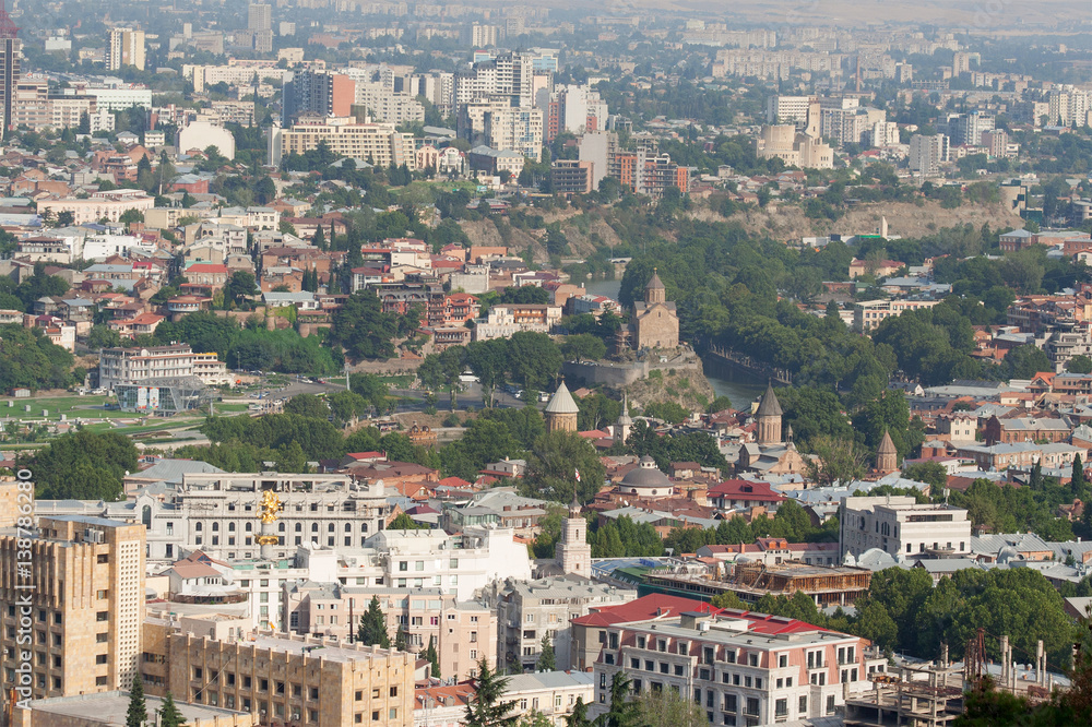 view from above of Rike Park  and central part old Tbilisi.