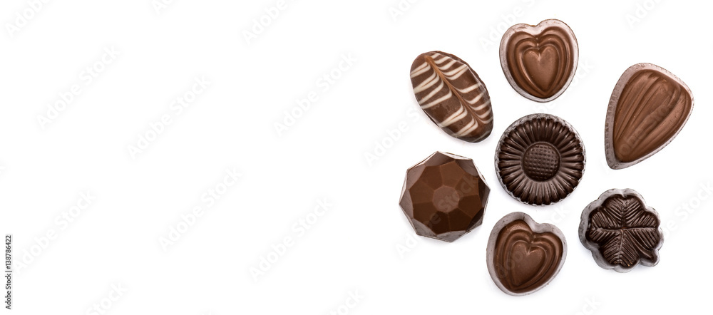Chocolate candies on a white background Chocolate candies on a white background