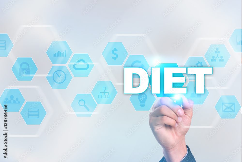 Medical doctor drawing diet on the virtual screen. Medical doctor drawing diet on the virtual screen.