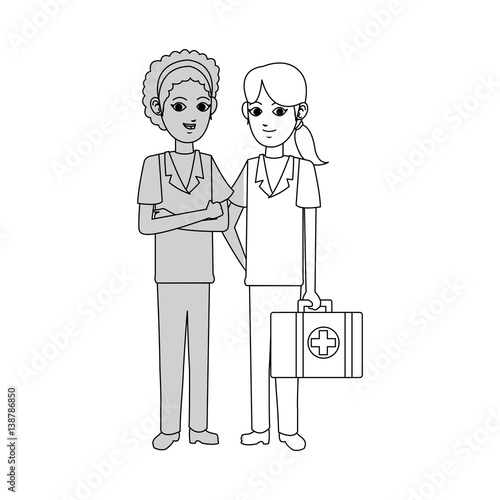 medical doctor woman cartoon icon over white background. vector illustration