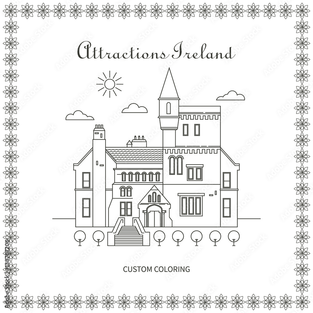 Fototapeta premium Ireland Attractions page Coloring