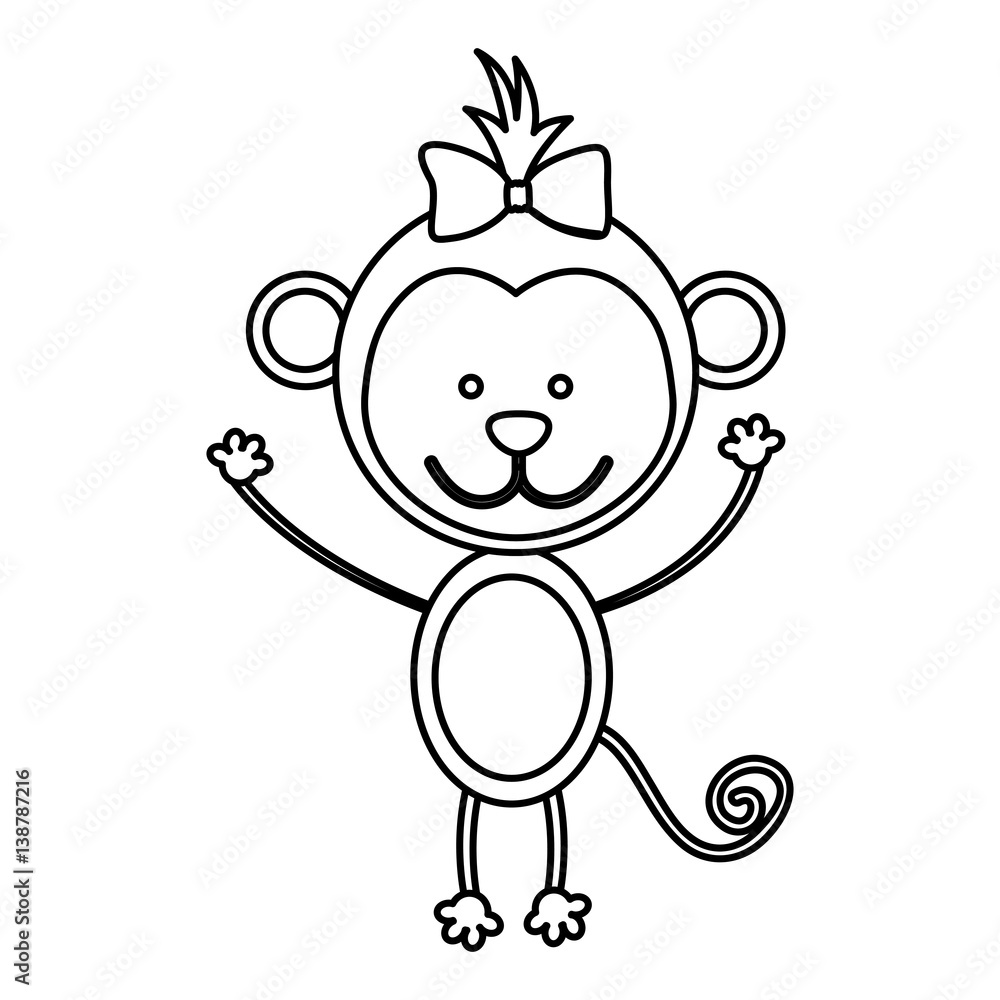 figure teddy monkey bow head, vector illustration design figure teddy monkey bow head, vector illustration design