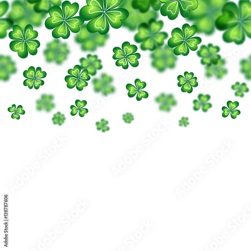 Saint Patrick's Day border. Vector illustration. Irish symbols of the holiday. There is room for text. Party Invitation Design, Typographic Template. Lucky and success symbols. photo