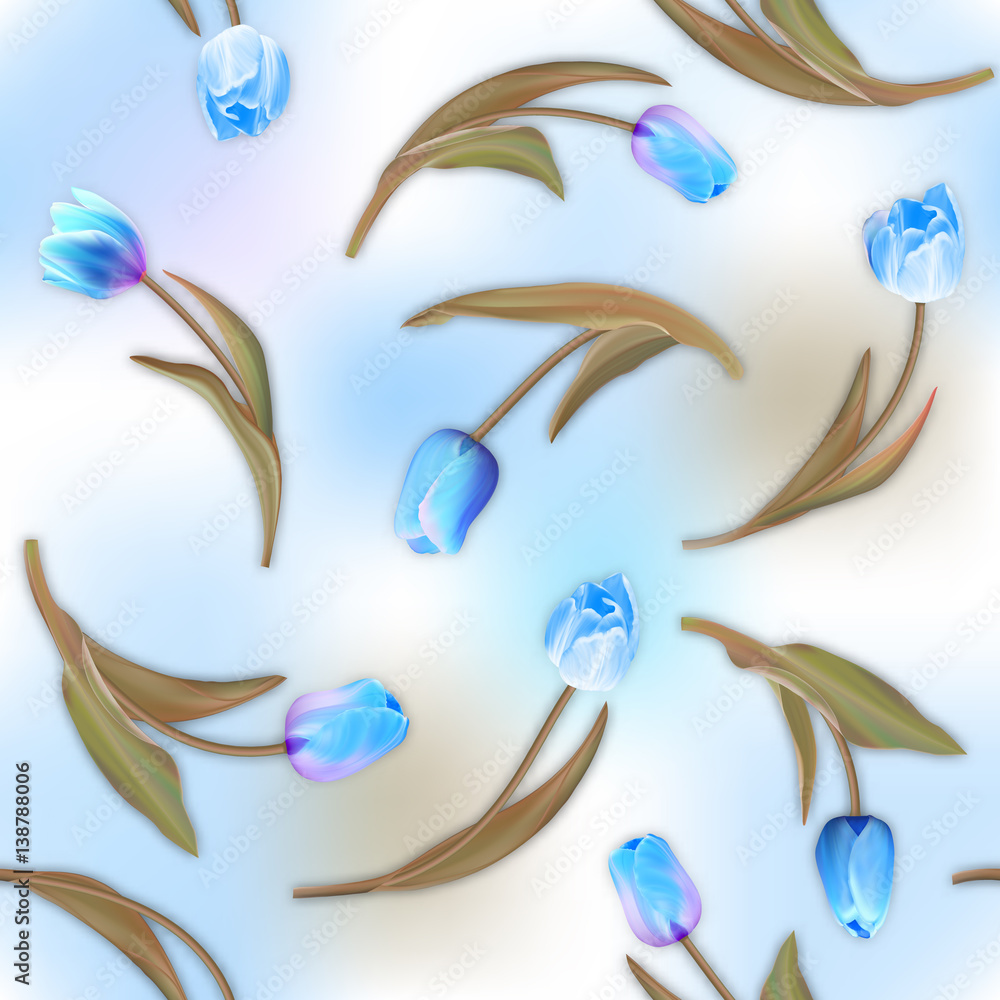 Red tulips on the white background. Watercolor seamless pattern with spring flowers. Red tulips on the white background. Watercolor seamless pattern with spring flowers.