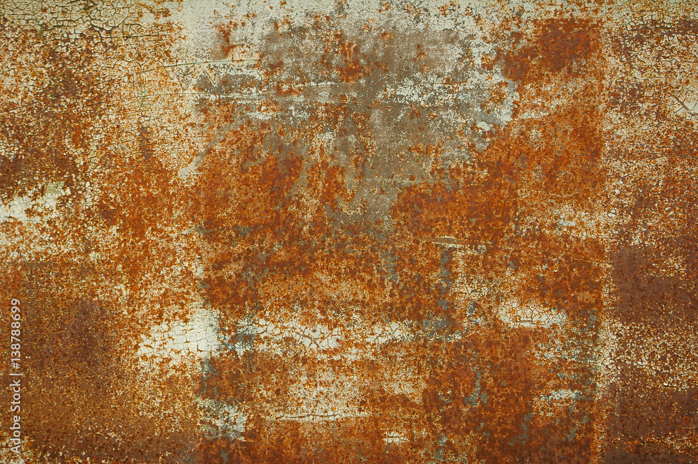 Texture of old rusty iron, sheet of metal close-up. Old rust eroded metal iron decay horizontal background