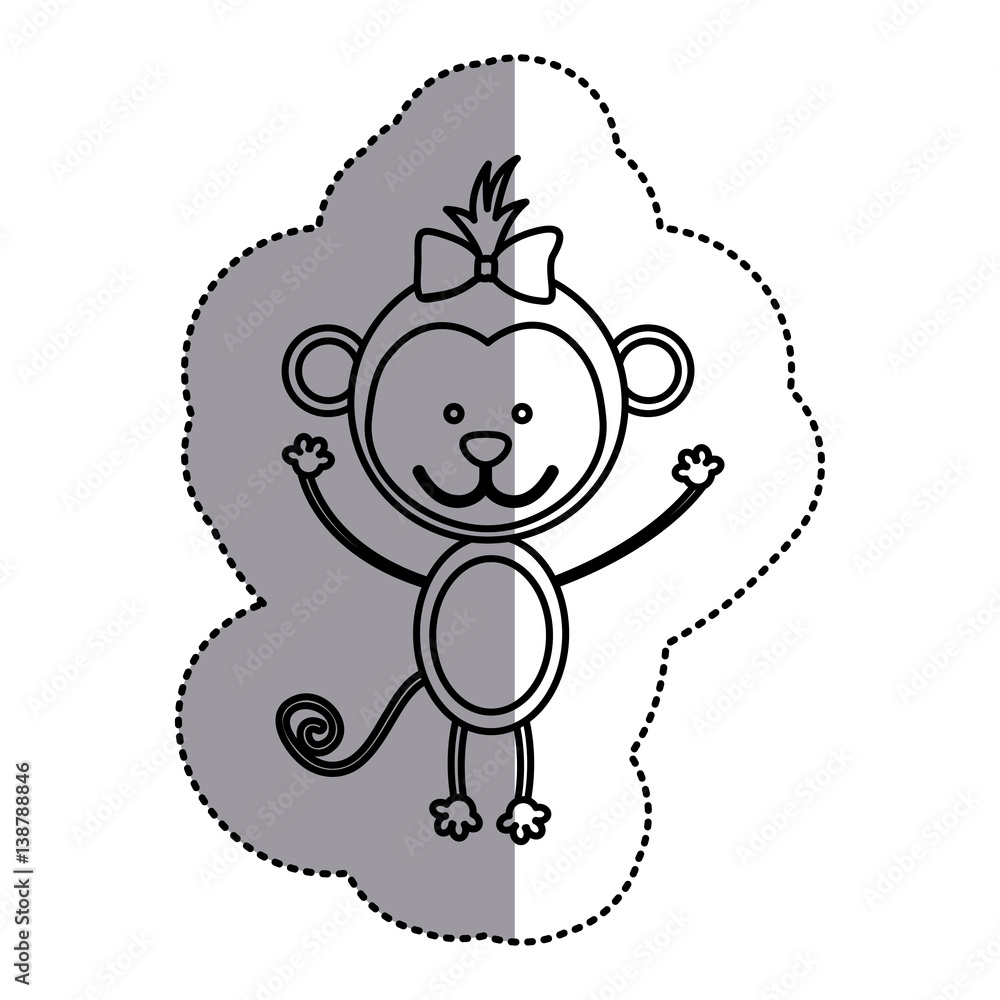 silhouette teddy monkey bow head, vector illustration design silhouette teddy monkey bow head, vector illustration design