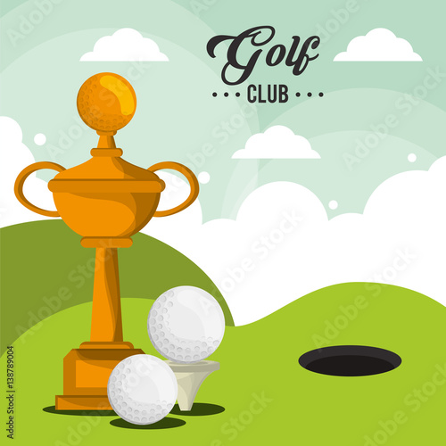 golf club trophy balls and field hole vector illustration eps 10