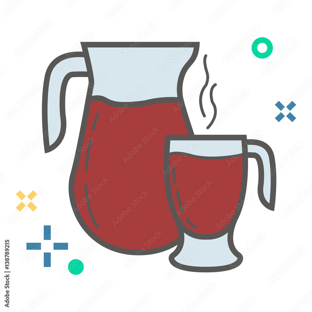 Mulled wine icon. Traditional Finland winter drink. Vector illustration.
Mulled wine icon. Traditional Finland winter drink. Vector illustration.