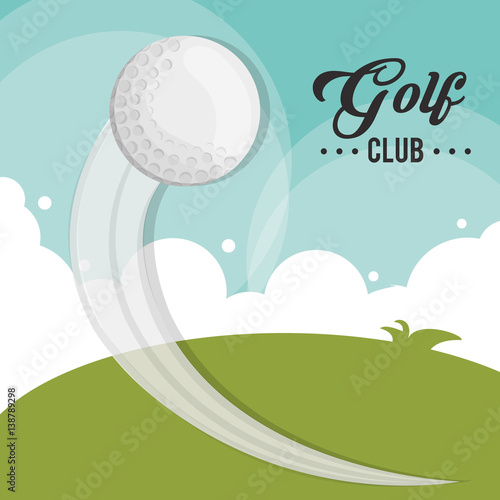 golf club ball flying field vector illustration eps 10