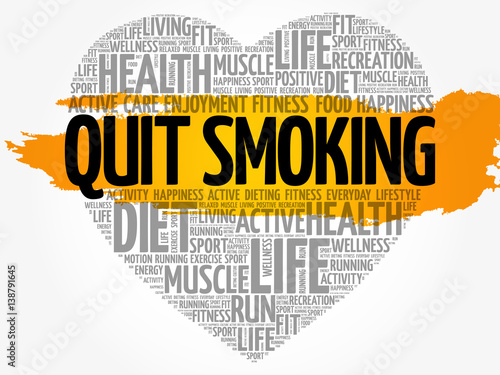 Quit Smoking heart word cloud, fitness, sport, health concept