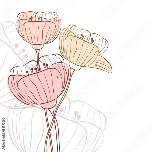Bouquet of abstract flowers. Decorative floral background. Vector illustration