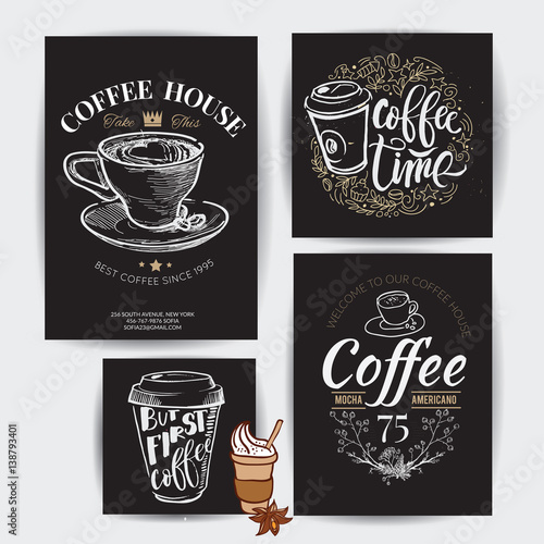 "Coffee time" Hipster Vintage Stylized Lettering. Vector Illustration