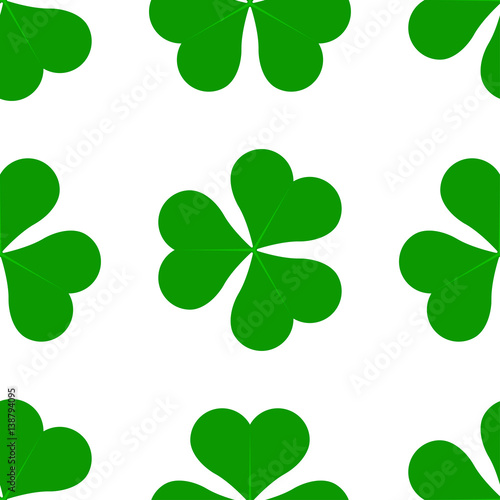 Green Lucky Irish Clover for St. Patricks Day. Seamless vector pattern texture