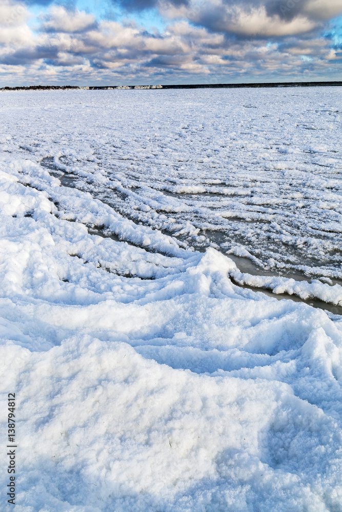 Icy Baltic sea, Latvian cost.