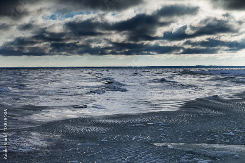 Icy Baltic sea, Latvian cost.