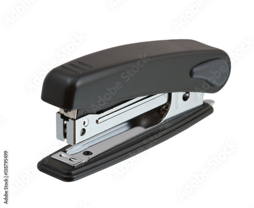 Black stapler isolated on white