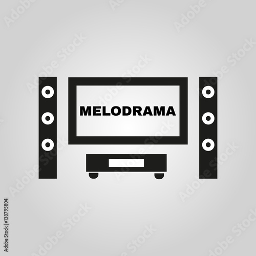 Melodrama movie icon. TV and Home theater, cinema symbol. Flat design. Stock - Vector illustration