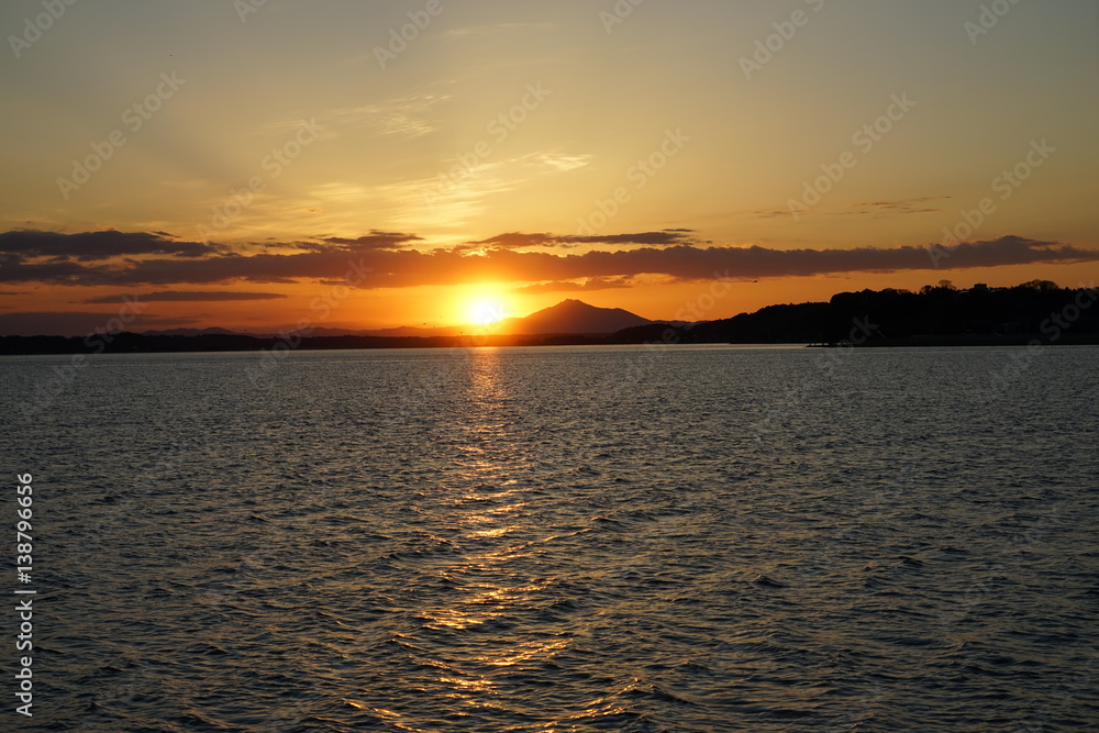 Obraz premium 涸沼の夕景