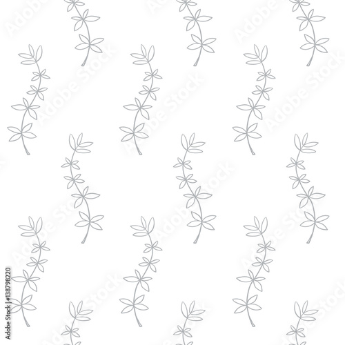 Vector seamless floral pattern with decorative white leaves with a gray stroke on a white background. Wallpaper, textile, tissue, background. Vector illustration.