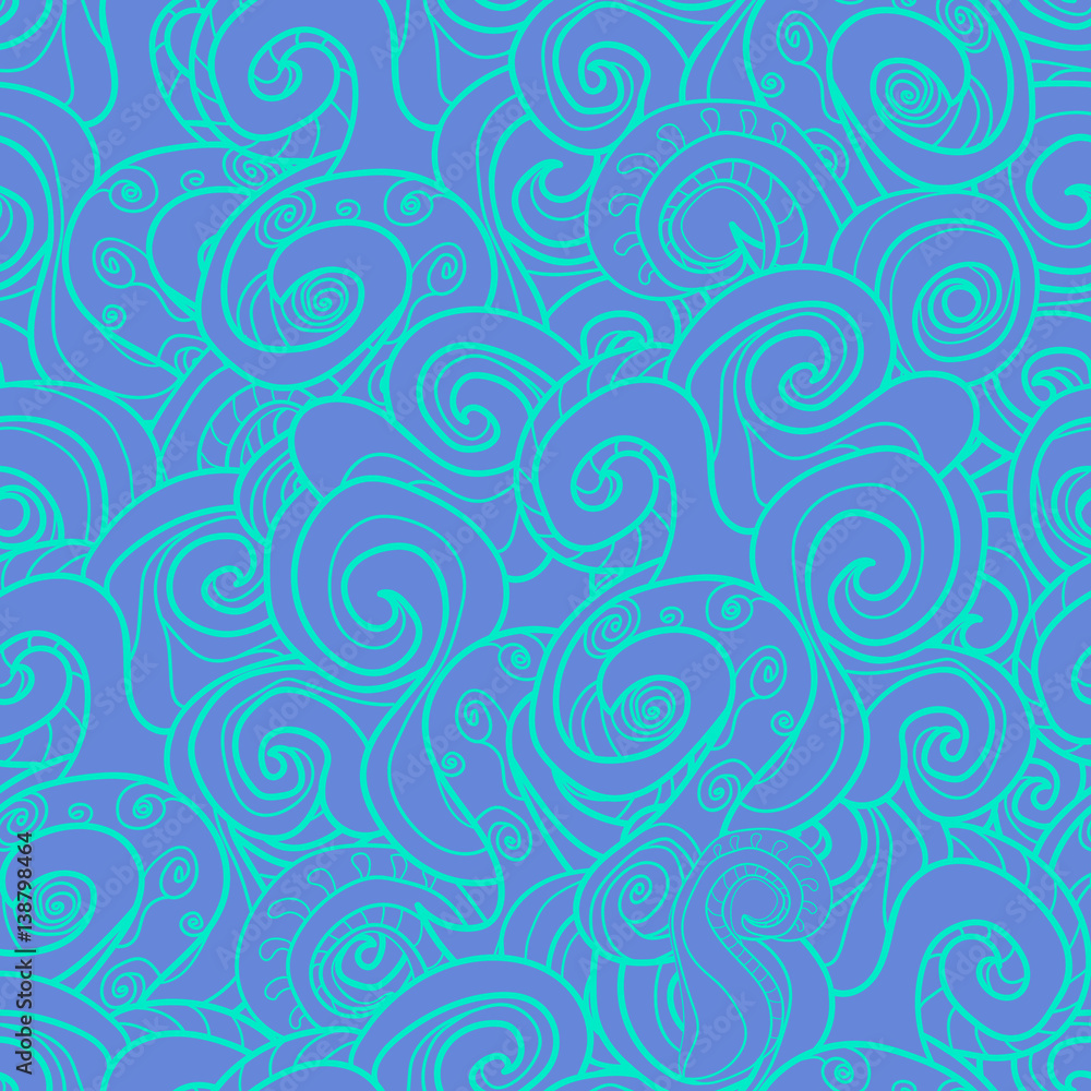 hand-drawn pattern with swirls and waves, vector.