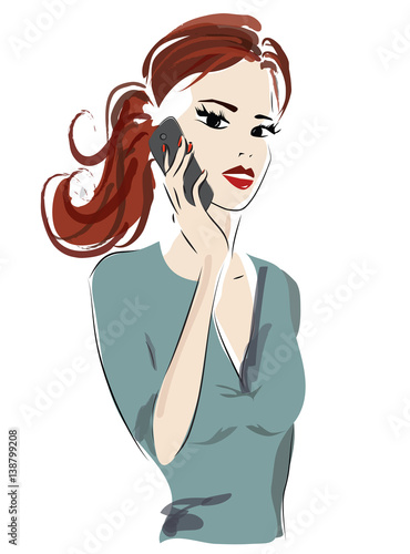 Beautiful Girl Talking on Smarphone