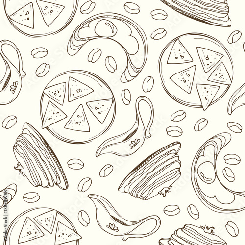 Arabic food vector set. Arabian cuisine illustration.