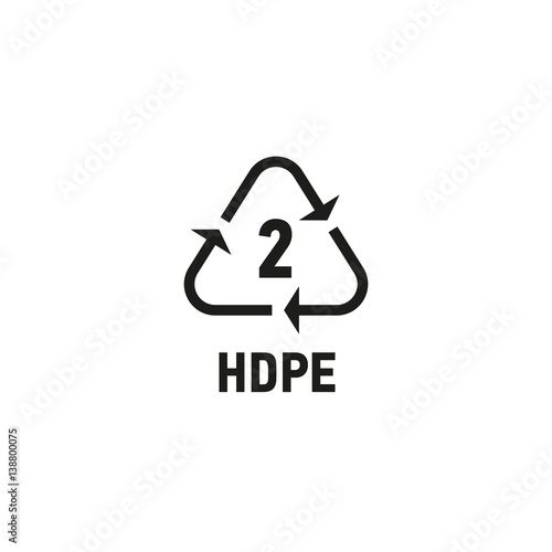 Packaging symbol isolated on white background vector illustration. Recycling symbol showing packaging materials made from high density polyethylene material. HDPE 2 sign