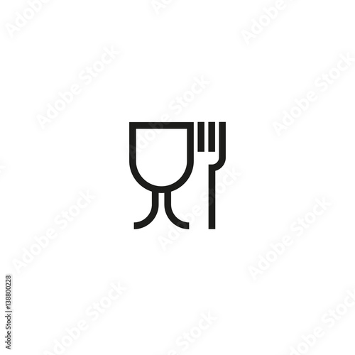 Food safe symbol isolated on white background vector illustration. Food safe symbol used for marking food contact materials in EU. International standard black packaging pictogram