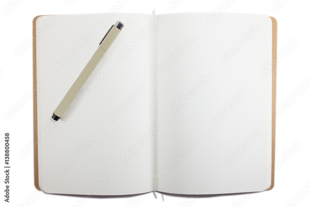 Pen on blank notebook isolated on white background Pen on blank notebook isolated on white background
