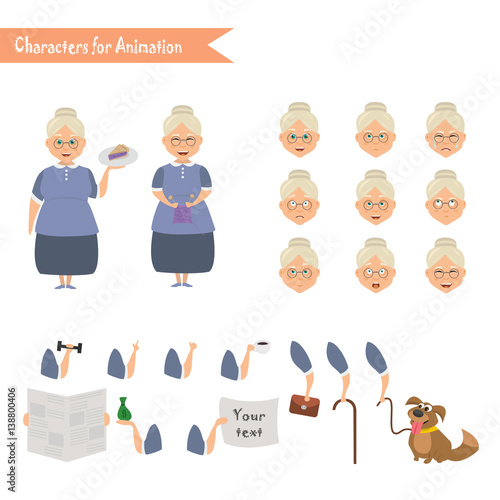Funny Grandmother housewife cartoon.
