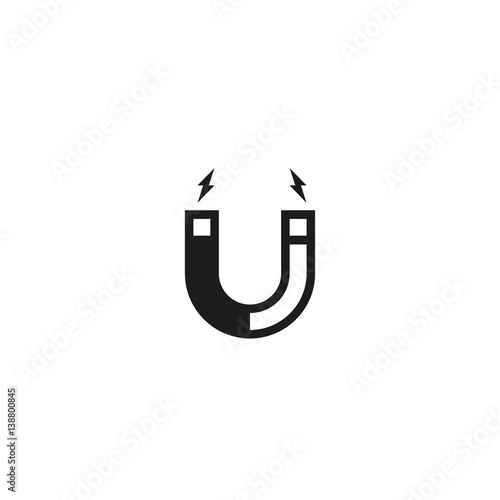 Attention magnet symbol isolated on white background vector illustration. Magnetism, magnetize, attraction sign. International standard black packaging pictogram