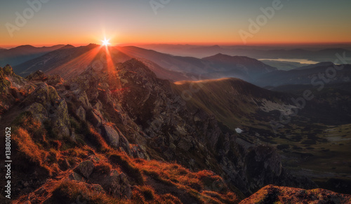 Mountain Landscape at Sunset. View from Mount Dumbier in Low Tatras, Slovakia.