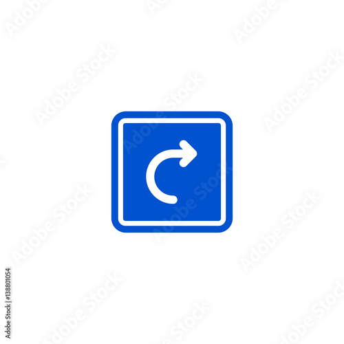 Wallpaper Mural Right turn roadsign isolated on white background vector illustration. Car parking regulation symbol, traffic sign, road information and help, roadway auto service icon Torontodigital.ca